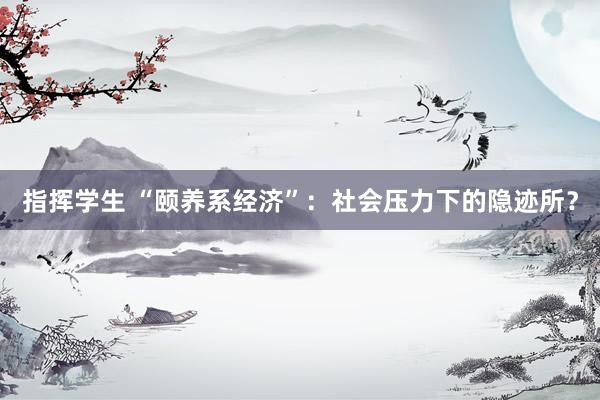 指挥学生 “颐养系经济”：社会压力下的隐迹所？